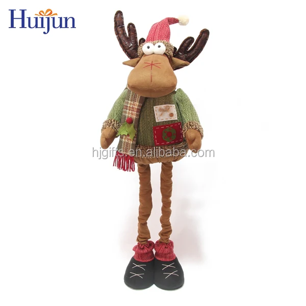 Christmas Crafts Novelty Christmas flexible Standing doll decoration Plush Xmas Doll with Retractable Legs Personalized ornament