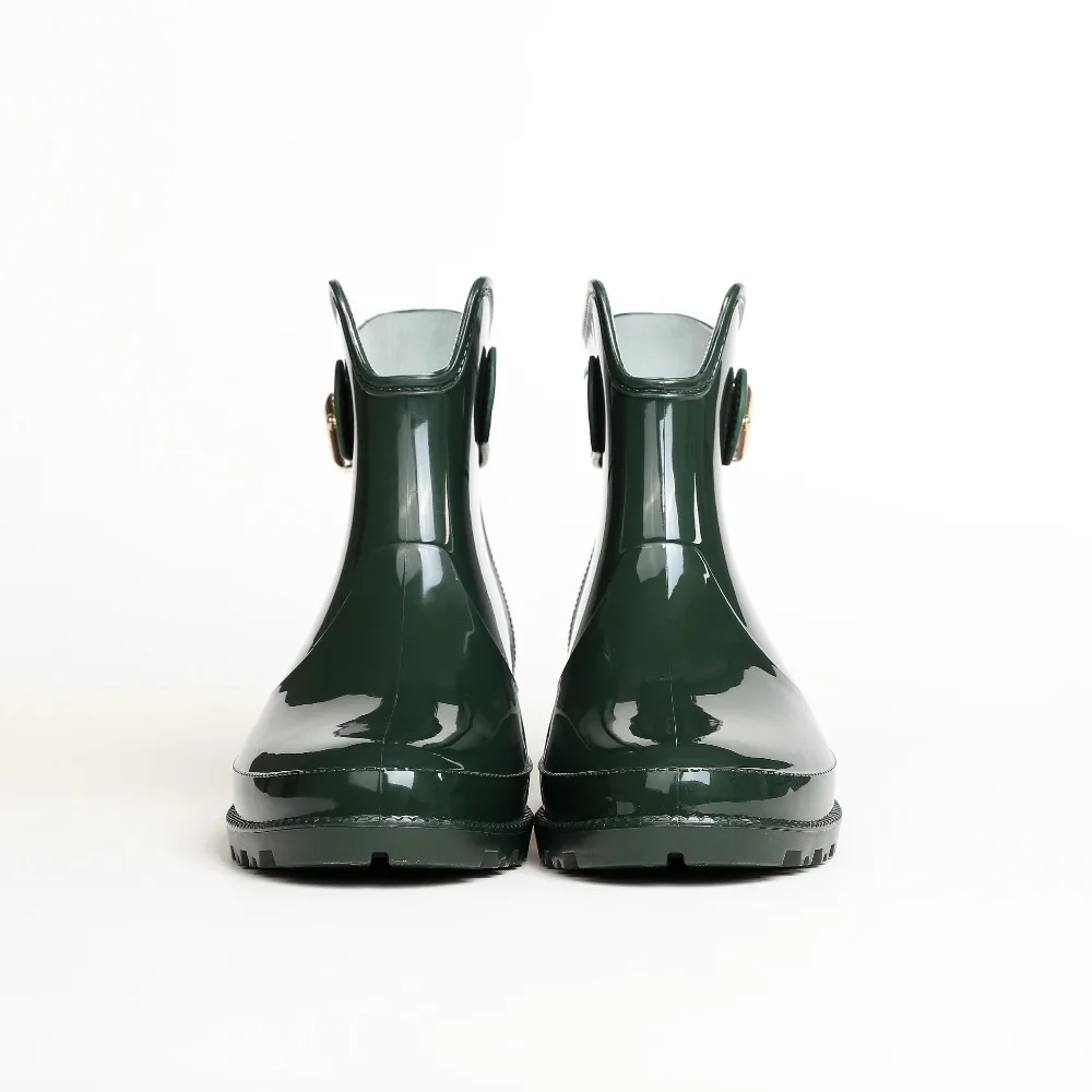 Hot sales women plastic rain boots with solid color
