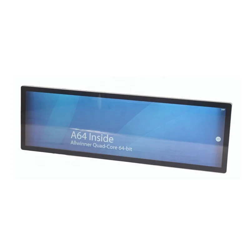 Outdoor android shelf strip bar lcd digital signage type stretched screen wide advertising display