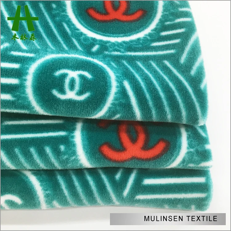 
Mulinsen Textile Good Quality Brand Logo Print Super Soft Fleece Fabric 