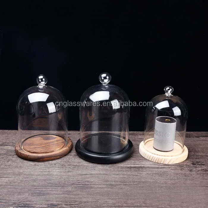 Supply Wholesale Hand Made Home Decoration Glass Cloche Best Gifts Flower Display Clear Glass Dome with Base