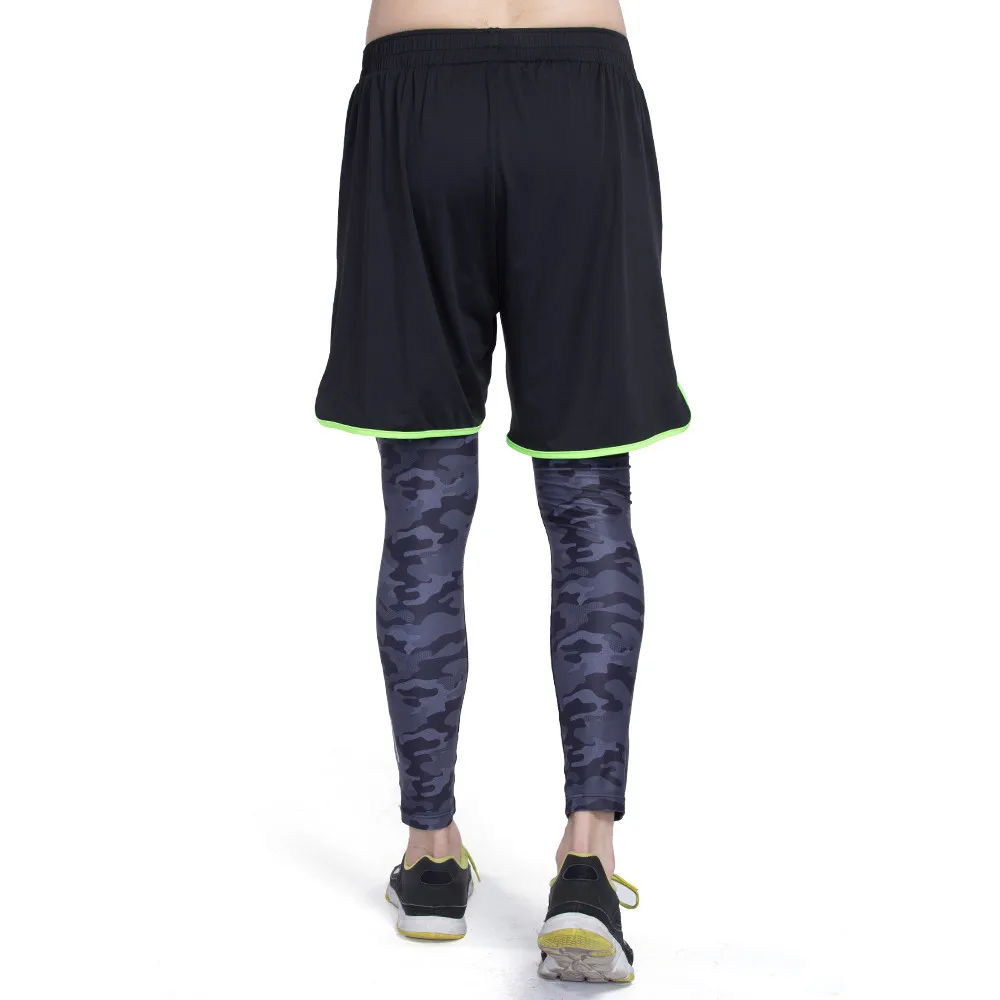 Wholesale Fake Two-piece Yoga Sports Gym Men Pants Running Tights For Men Compression Mens Fitness Leggings Running Tights