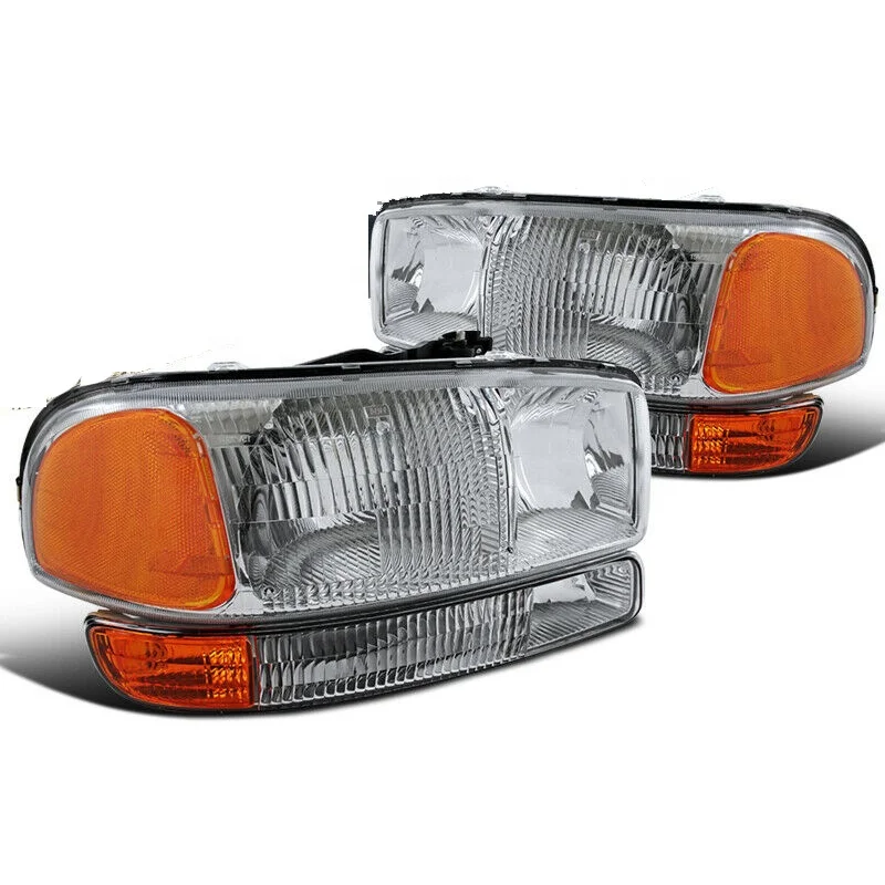Подходит для автомобильных фар GMC Sierra Yukon 1999 2000 2001 2002 2003 2004 2005 2006 OEM, передняя фара + бампер, парковочные огни, автомобильные передние фары