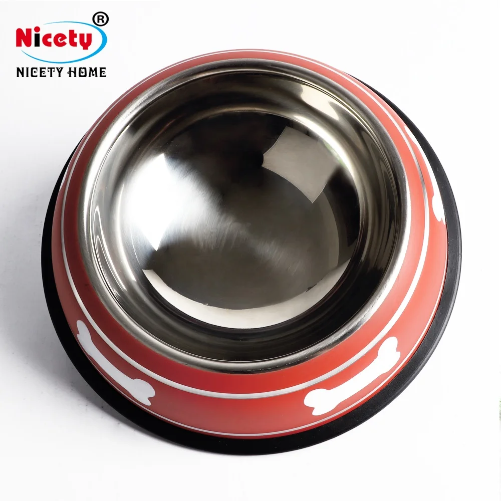 Amazon hot sell stainless steel double dog bowl wholesale pet bowl with multi color