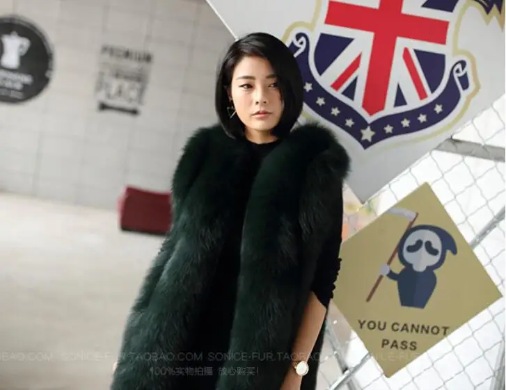 STABILE New Fashion Long Style Vest Warm Women Fox Coat High-Grade Faux Fur Vest