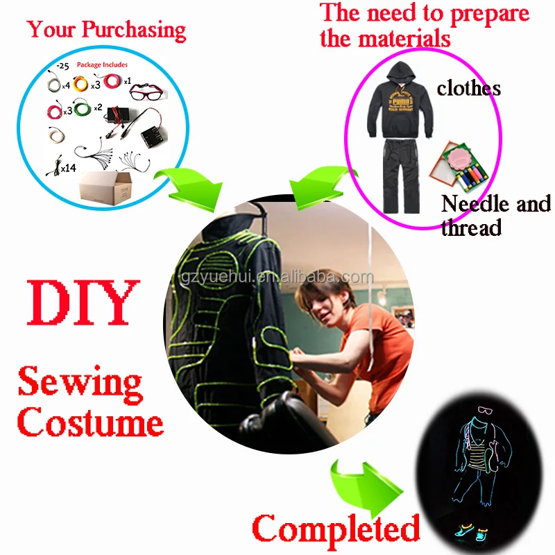 Masque Party Decor Light Up Gorgeous Costume Mardi Gras Holiday Lights EL Wire Explorer Clothes as Fashion Stage Show Supplies