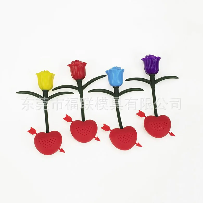 Silicone Rose Heart Shaped gold tea infuser strainer