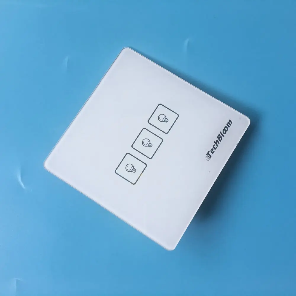 Tempered Glass Touch Panel 3 Gang Wifi Remote Control Electric Wall Light Switch US Standard for Smart Home System