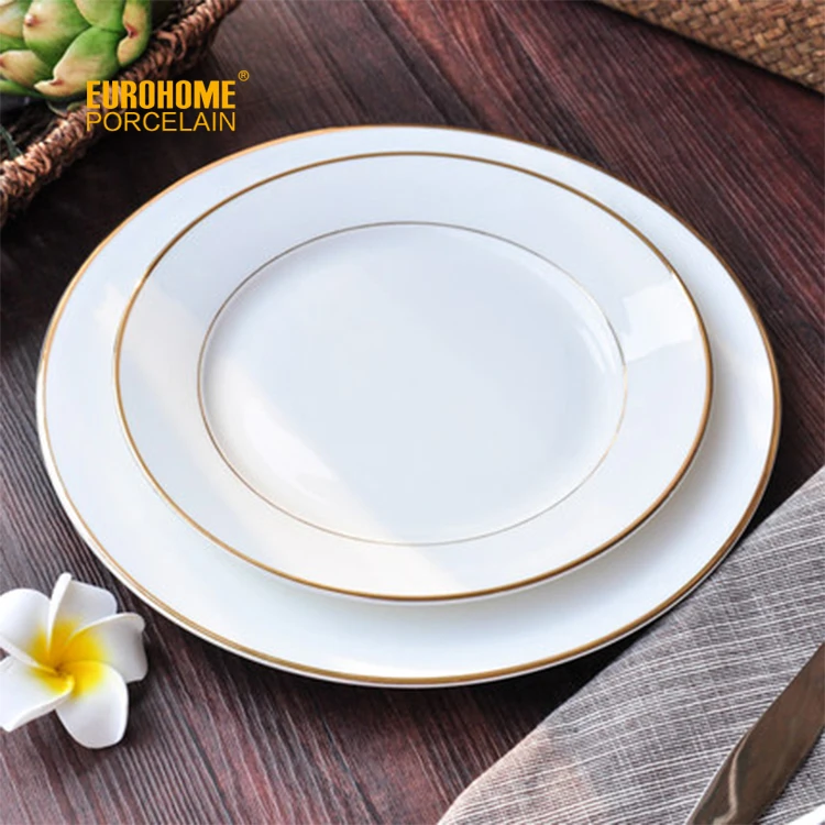 Оптовая продажа, фарфоровая посуда с покрытием из белого золота для ресторанов и отелей, фарфоровая посуда