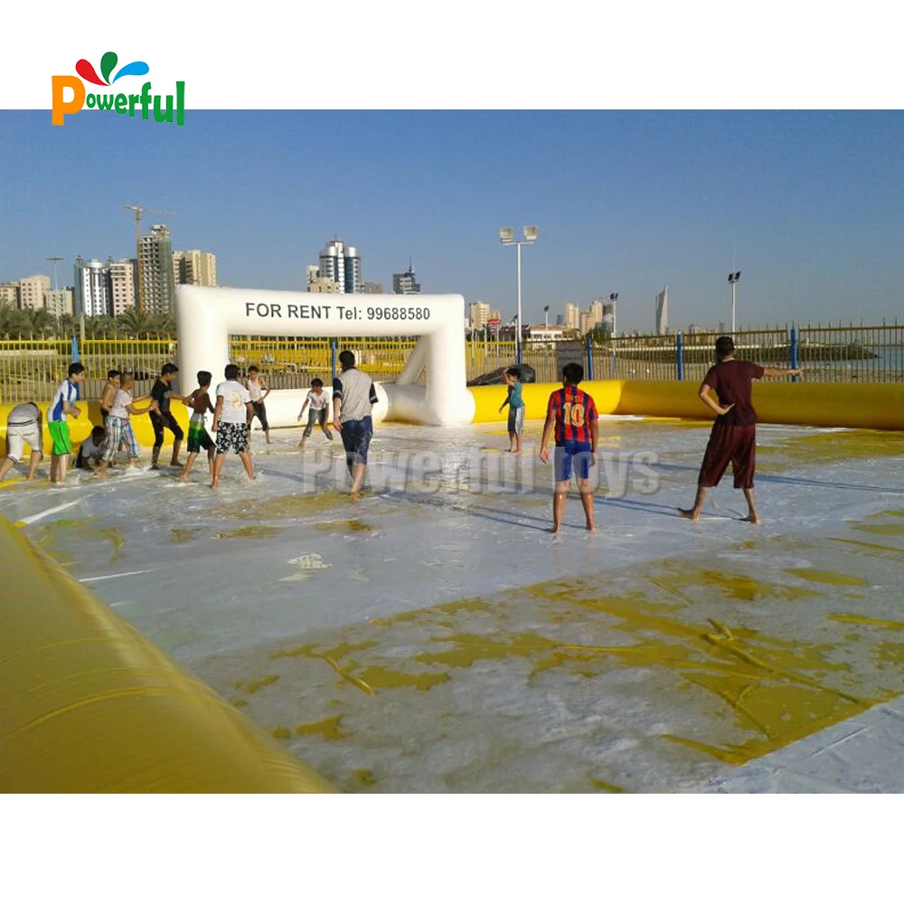 Giant inflatable volleyball field soap football field