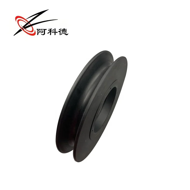 rail pulley for roller coaster round belt wheel nylon pulley big Black nylon track wheel plastic wire rope sheave for cranes
