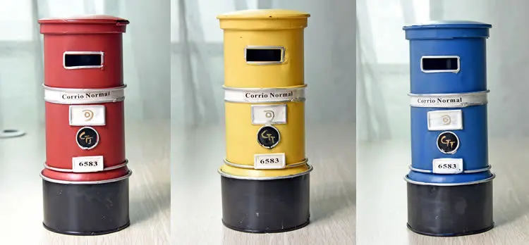 
custom classical post box money bank tin coin bank 