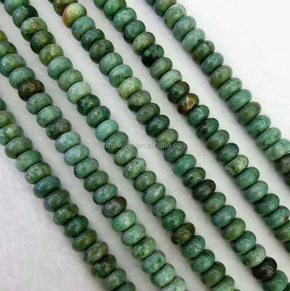 
Natural Green Australian Dragon Blood Jade smooth Rondelle beads 