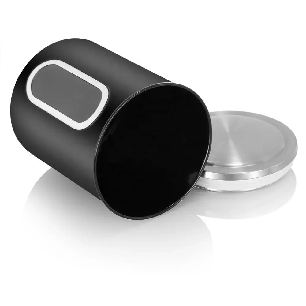 Wholesale metal food safe tea sugar coffee storage airtight kitchen stainless steel window canister set