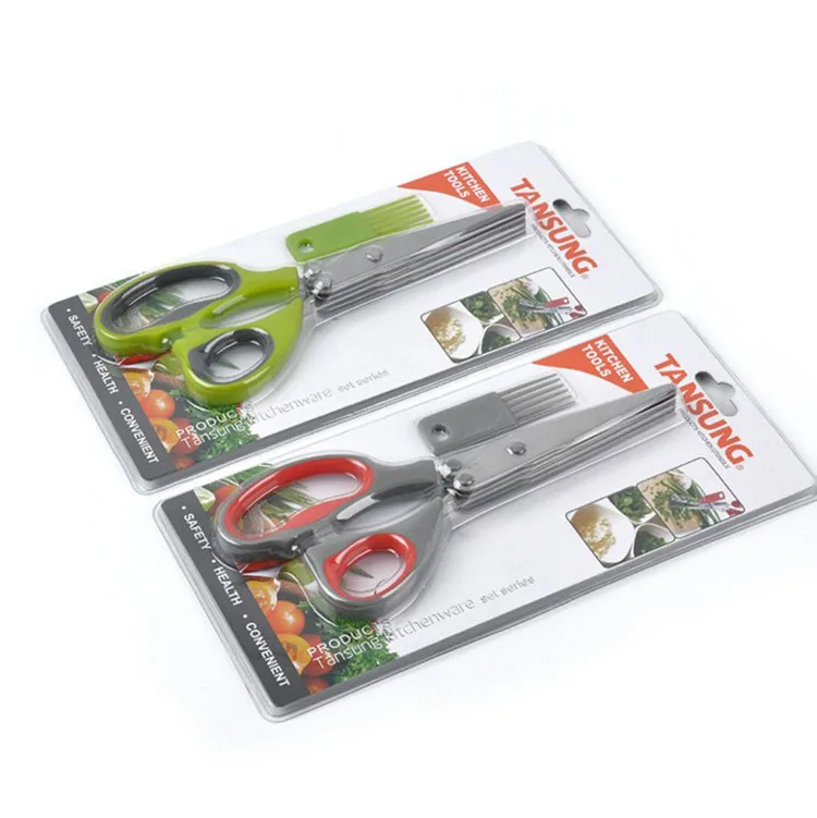 Multipurpose Herb Scissors 5-Layers Kitchen Scissors Stainless Steel Blades QY-5040