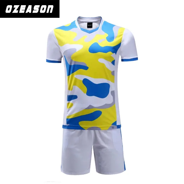 Wholesale cheap youth soccer team uniform sublimated custom blue soccer uniforms
