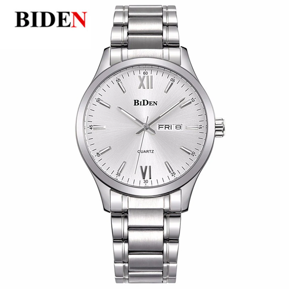 Biden couple watches japan movt quartz all stainless steel bezel watch