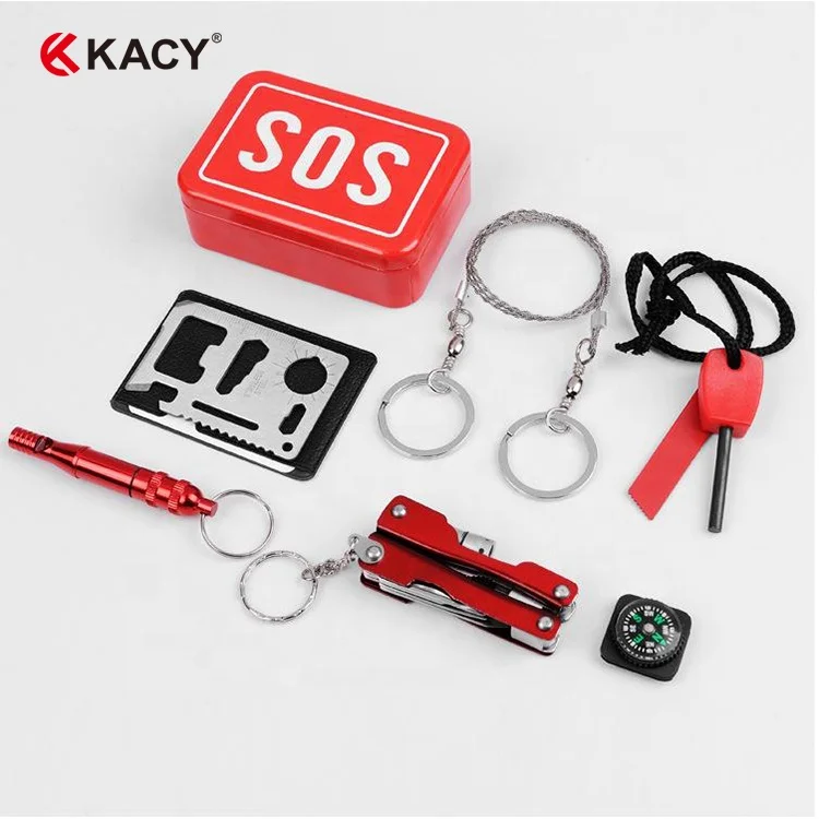 2019 дешевле открытый приключения SOS аварийного выживания Комплект для путешествий пеший Туризм Кемпинг с фонариком и