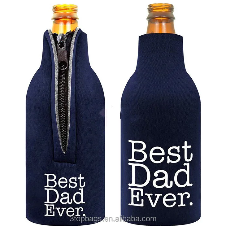 Wholesale Insulated Beer Holder Neoprene Beer Bottle Cooler with Zipper Holder Wrap Bottle Cooler  Water Bottle Sleeve Cover