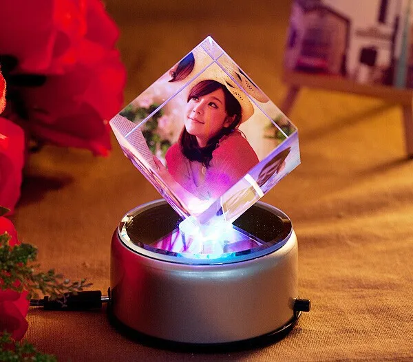 crystal glass photo cube for wedding favor