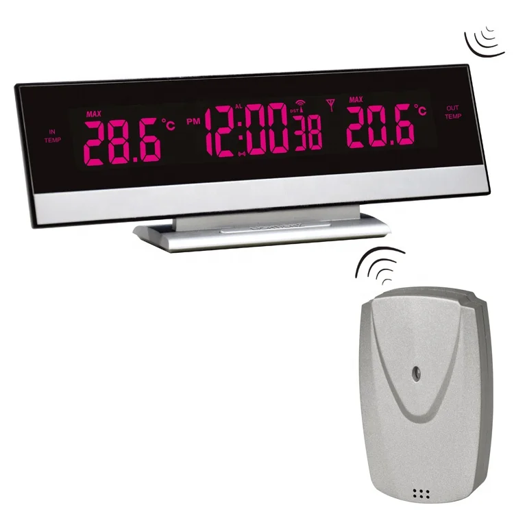 Large LED Digital Display Table Electronic Wireless Indoor Outdoor Thermometer Weather Station Alarm Clock