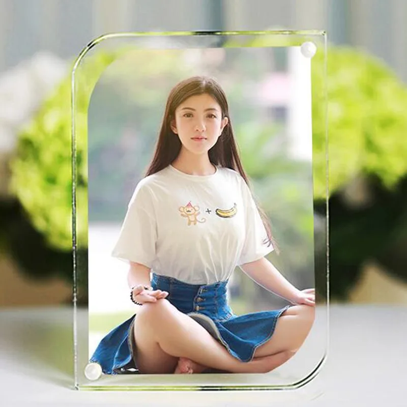 
7' 178x127mm Acrylic Magnet Photo Frame Home Garden Decor Creative Crystal Picture Frame Marcos Fotos cadre photo 