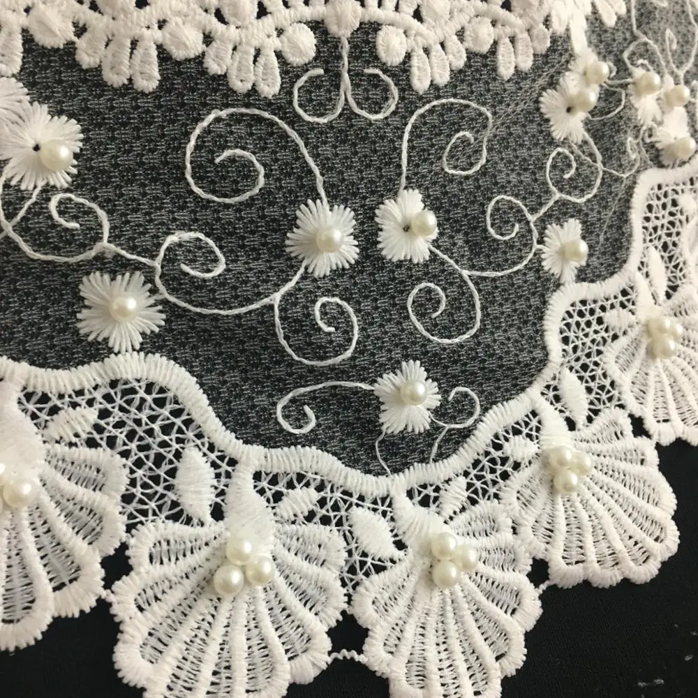 C002-1444 New fashion design milk silk pearl beads lace collar