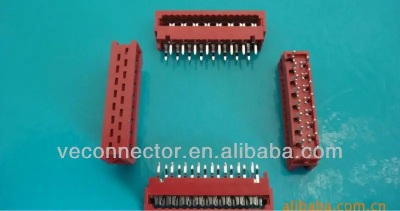 red 1.27mm Tyco IDC socket Polarized and contain strain relief clips contact with 1.27mm flat cable and dip to PCB