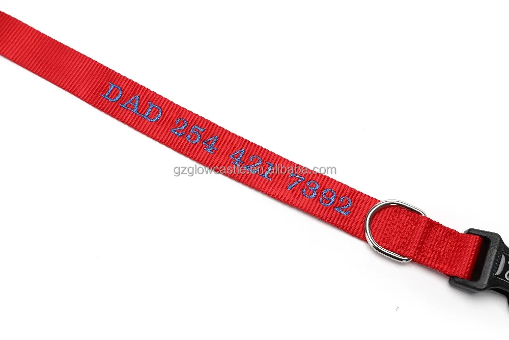 Embroidered Personalized DIY Nylon Dog Collar With Pet Name & Phone Number