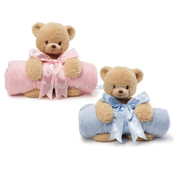 
Pretty Kids Polar Fleece Soft Plush Blue Color Teddy Bear Baby Blanket Set Fashion 2018 New Cute Animal Baby Swaddle Blanket 