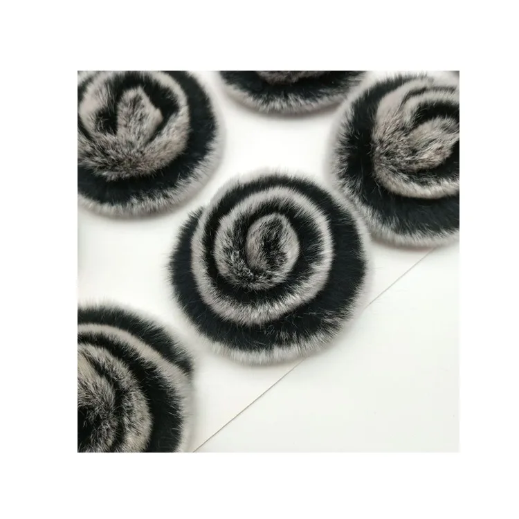 7cm Faux Fur Peony Flower Pom Pom Shape Garment Accessories