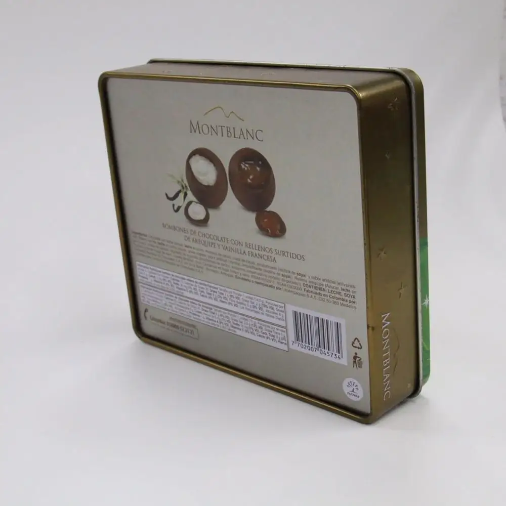 rectangle metal chocolate tin box/sweet gift tin can with clear window