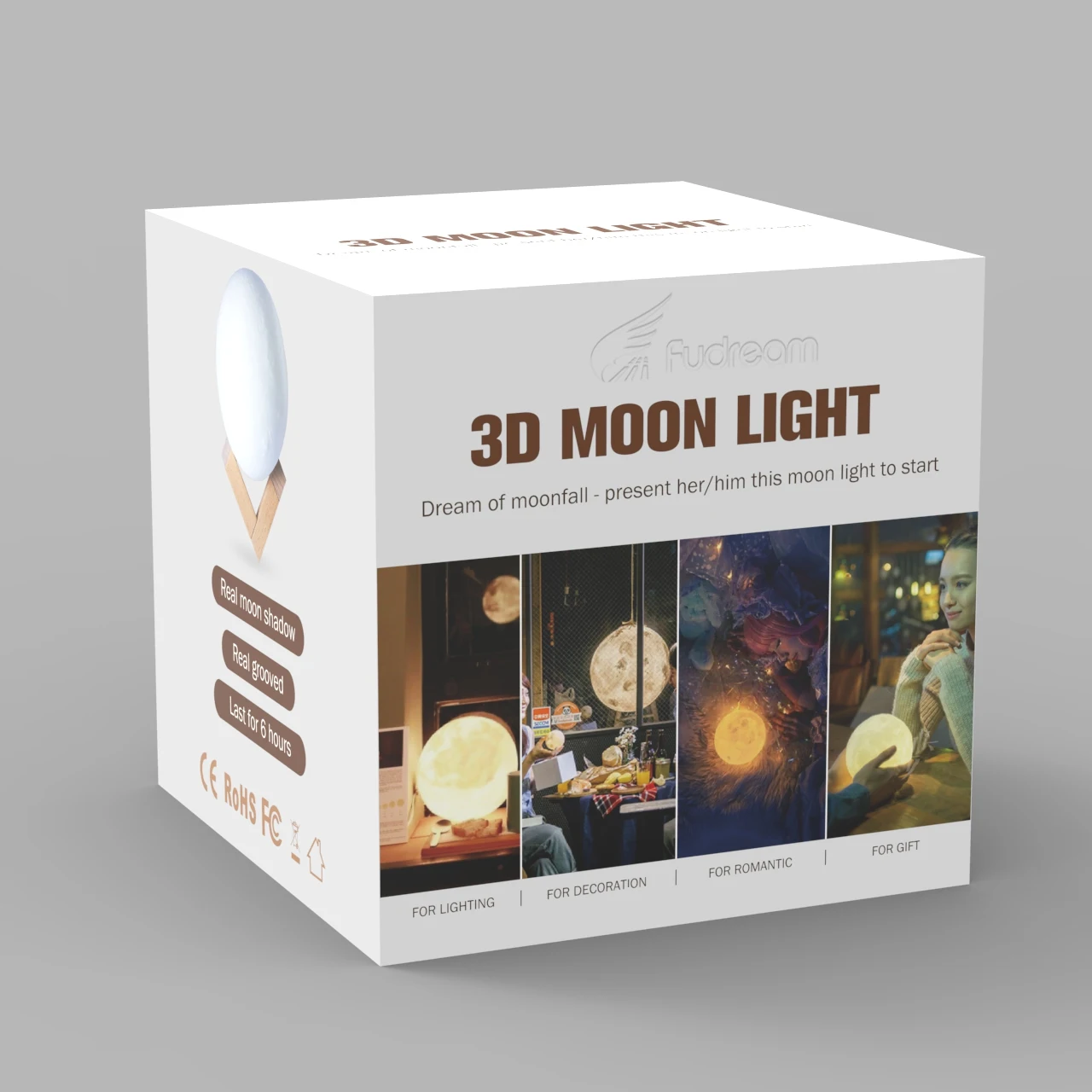Cheap Price Portable Sensor Touch Slap Electric LED White 3D Print Moon Lamp for Room Decoration