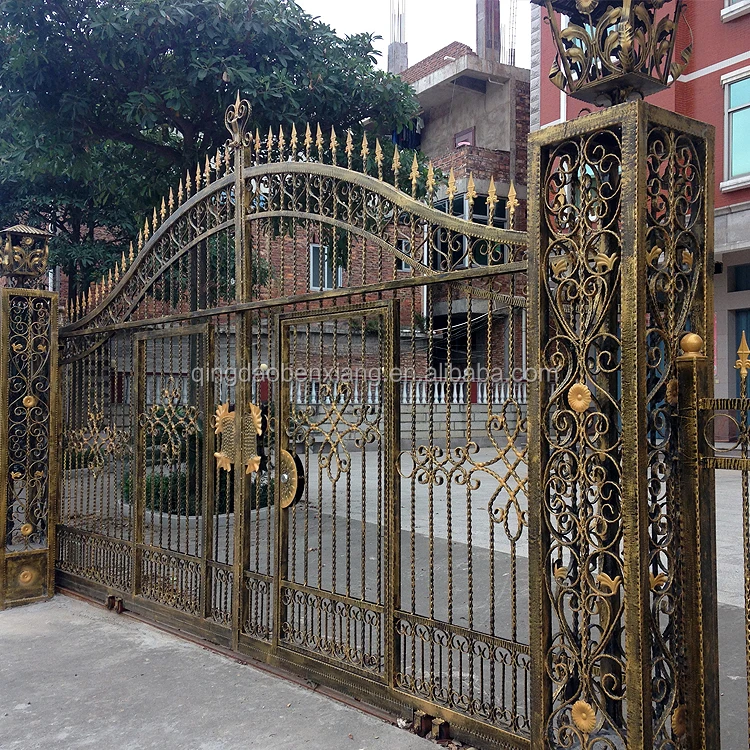 Forged iron gate design of antique custom house.