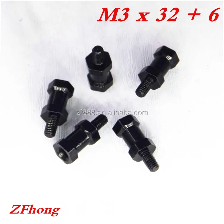 Wholesale M3 x 32 +6 Male To Female Red or Black Colour Anodized Aluminum Hex Pillar Standoff Spacer For Rc Part
