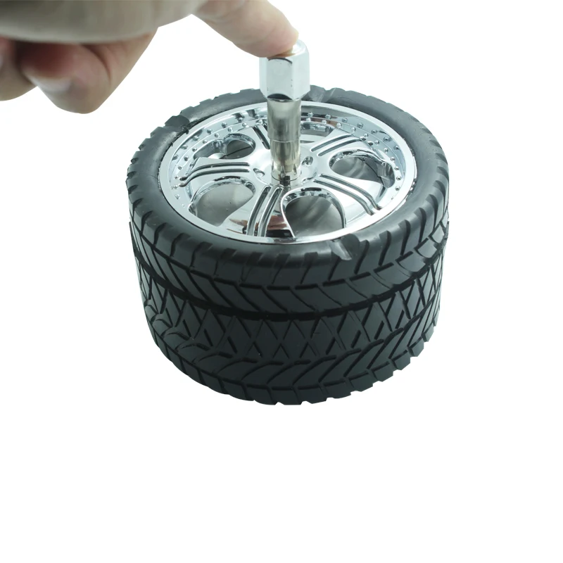 New originality   Car Tires Ashtray Press Rotary  Metal Ash Tray Ashtray  with Lids  Smokeless  Fashion Home Send Boyfriend Gift