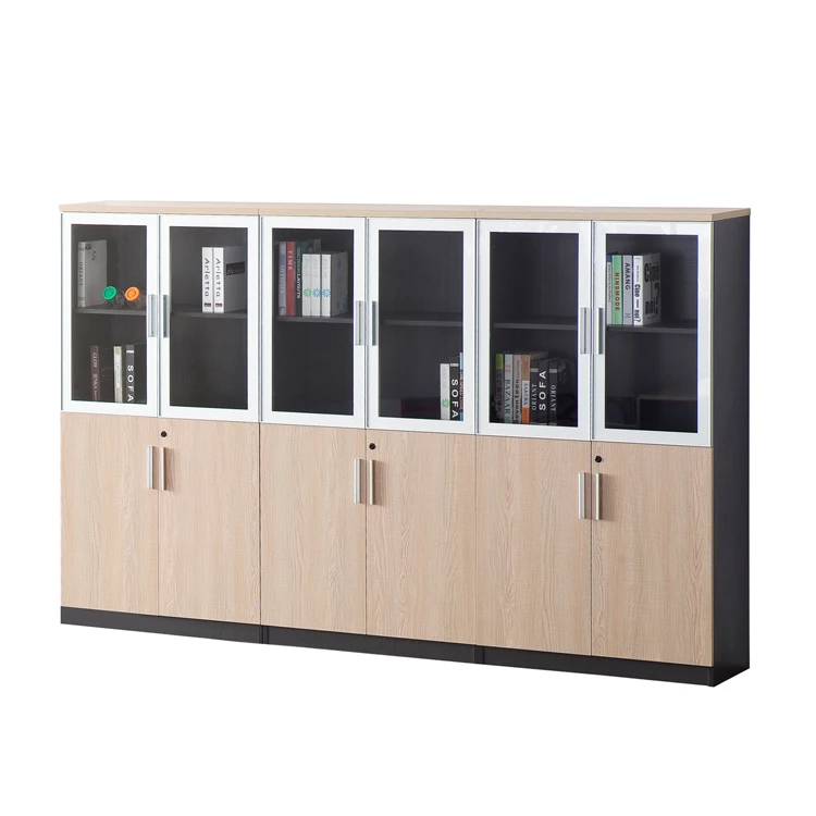 
wooden office filing cabinet office furniture Sale with glass door 