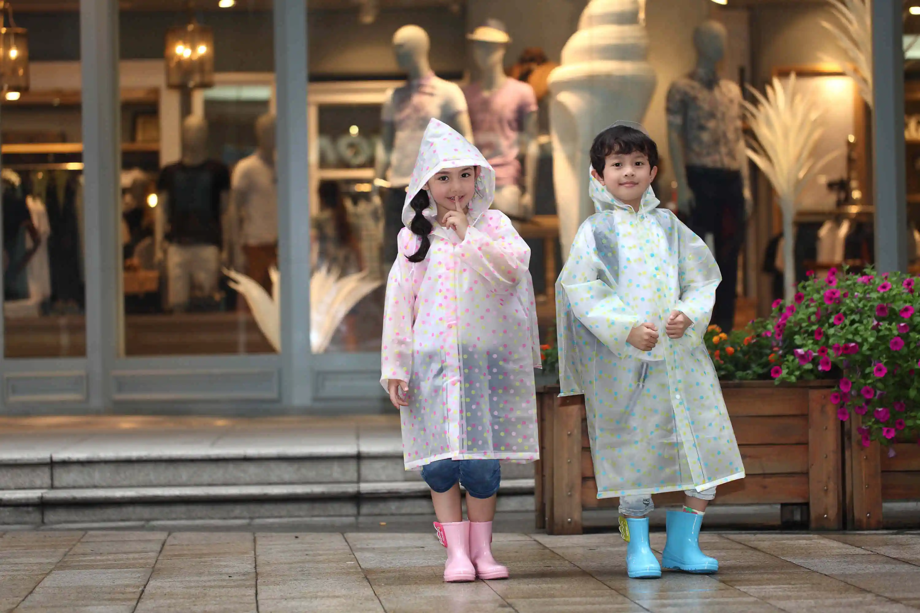 Reusable Hiking Waterproof Rainwear Transparent EVA Material Children Kids Wholesale Raincoat