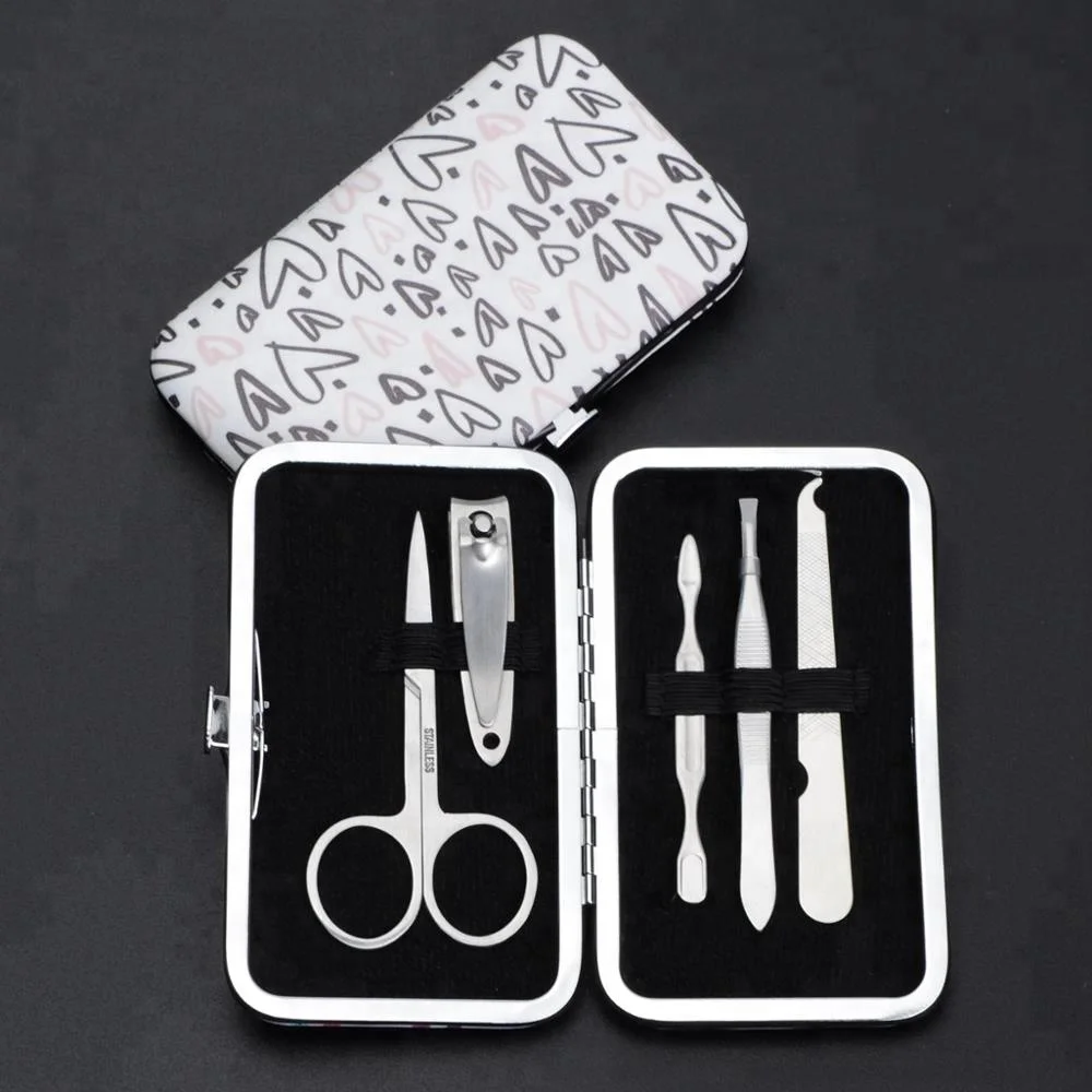 Newborn baby Girls Grooming Stainless Steel Mini Nail Care Tools Manicure Nail Play Gift Set with Ice Cream Case