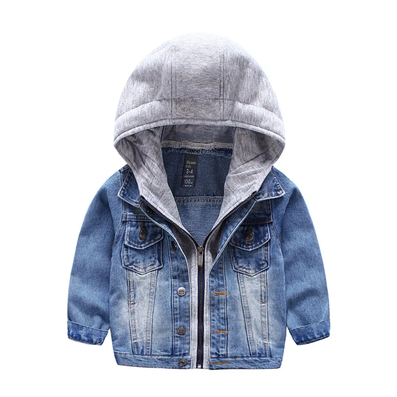 
HT-LBC cool popular warm boy coats Korean Baby boys denim jackets Kids hooded coats cheap 