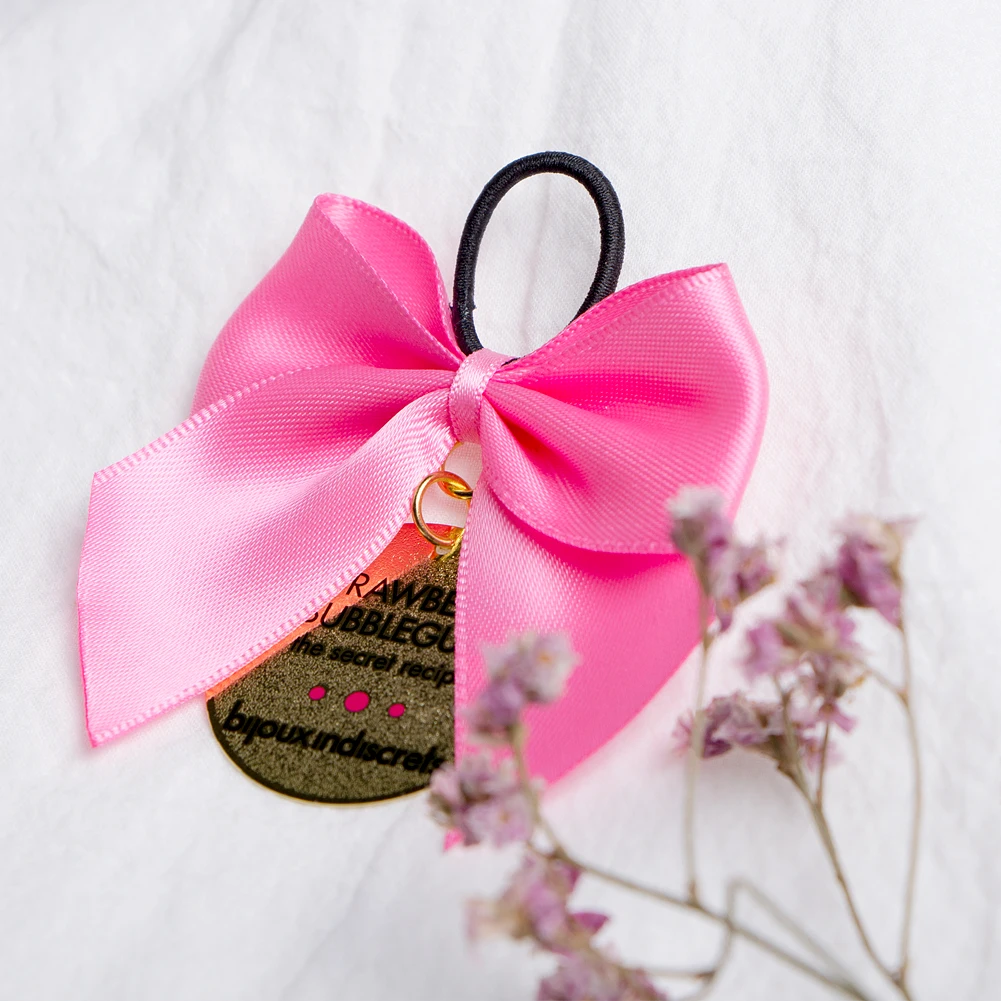 Custom solid perfume bottle packaging ribbon bow with elastic loop