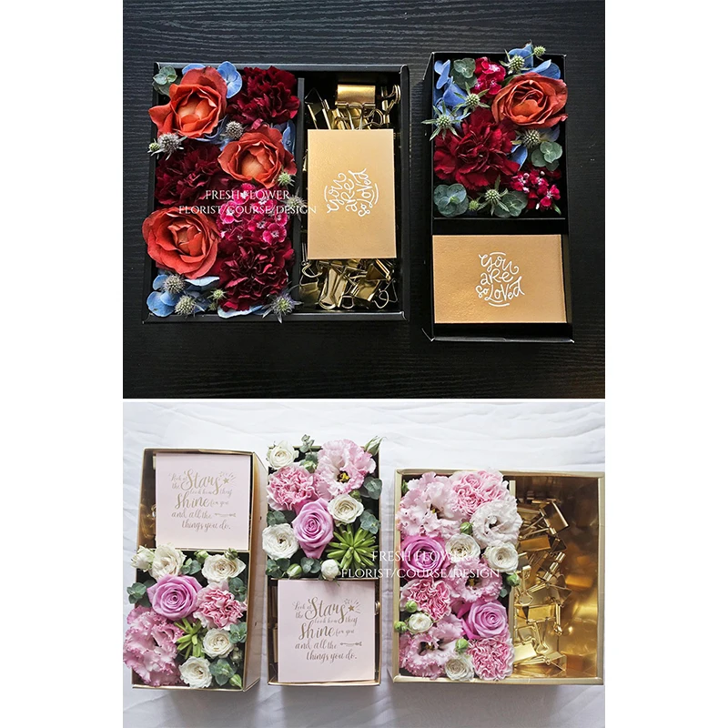 Wholesale simple fashion waterproof paper bouquet decoration soap flower gift box
