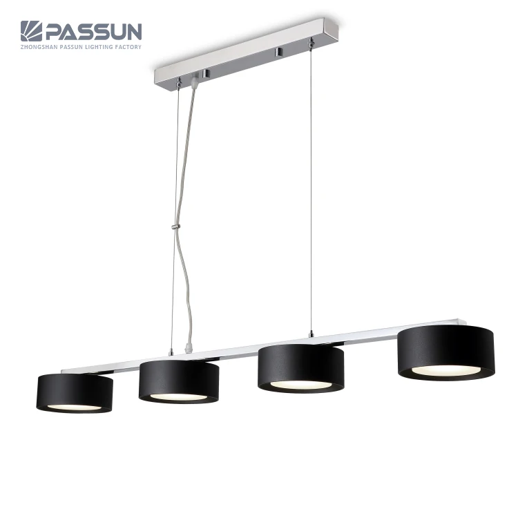 1600lm 4x4w four in one black painting+chrome plated round led hanging pendant light