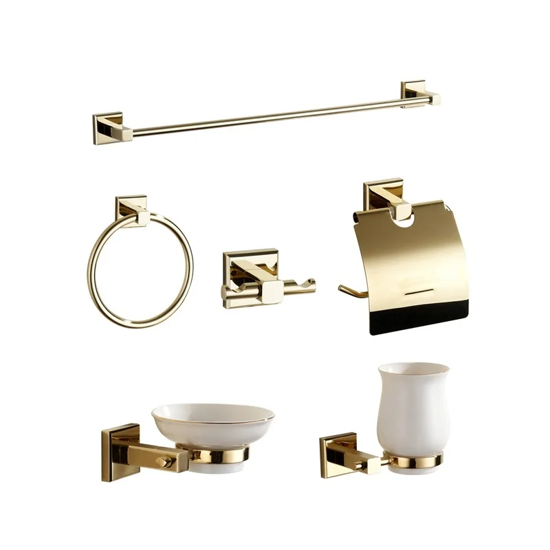 
Gold plated luxury bath hardware paper towel holder bathroom accessories set 