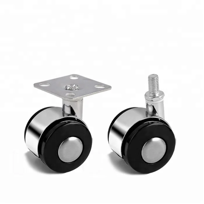 Furniture Casters Alloy Plastic Twin Wheel Threaded Stem Swivel Caster
