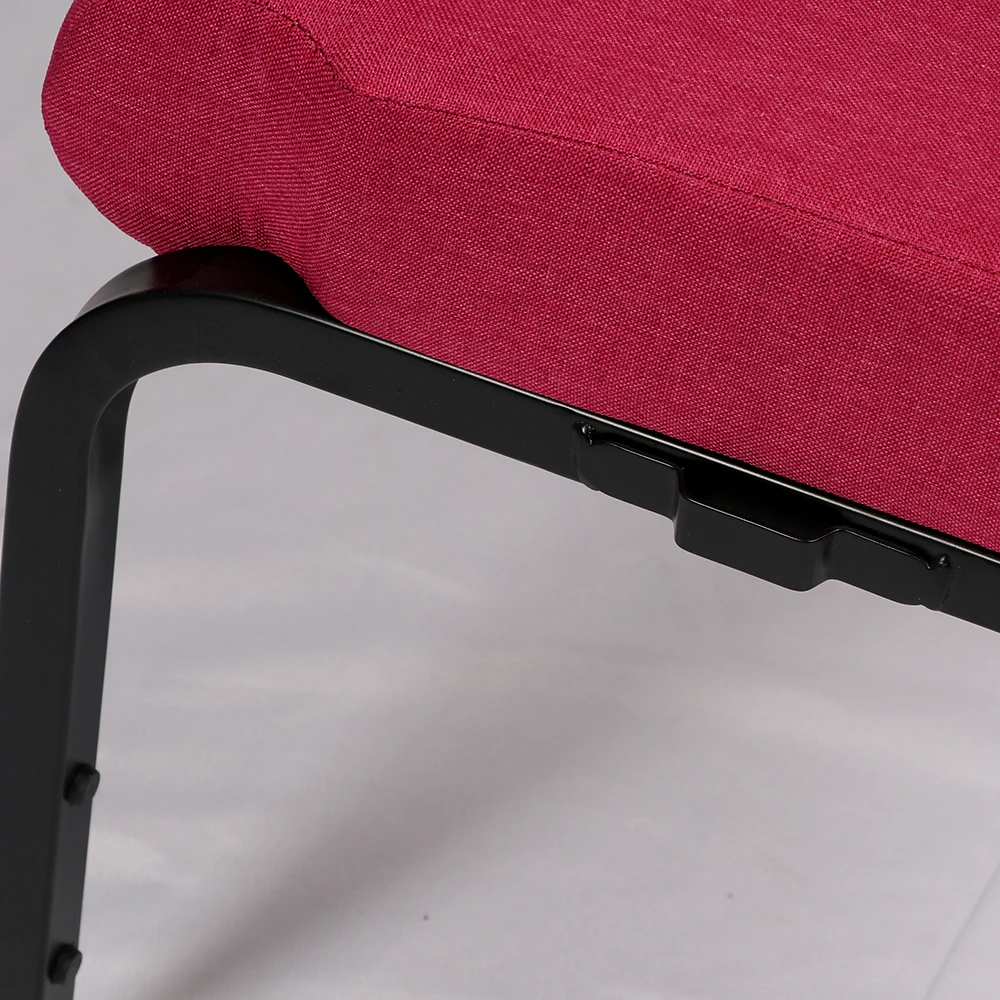 Iron metal interlocking  stackable  padded church hall chair