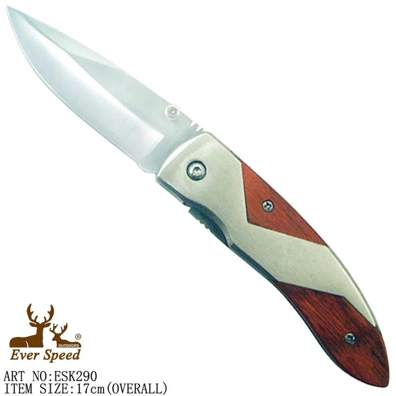 Stainless blade camping Rosewood handle pocket folding tactical knife survival