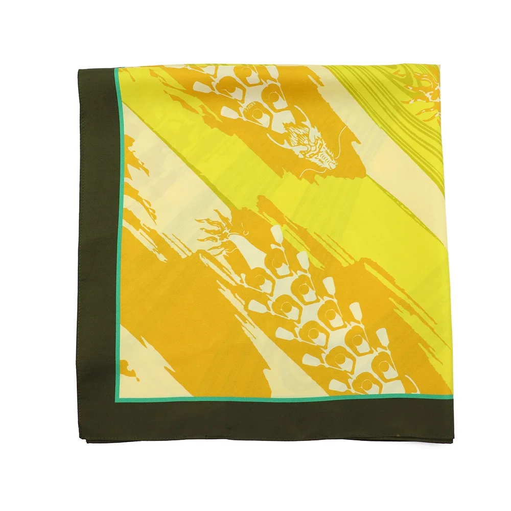 Уникальные квадратные шарфы Dragon Boat Race желтая Праздничная шаль шелковый шарф с принтом
