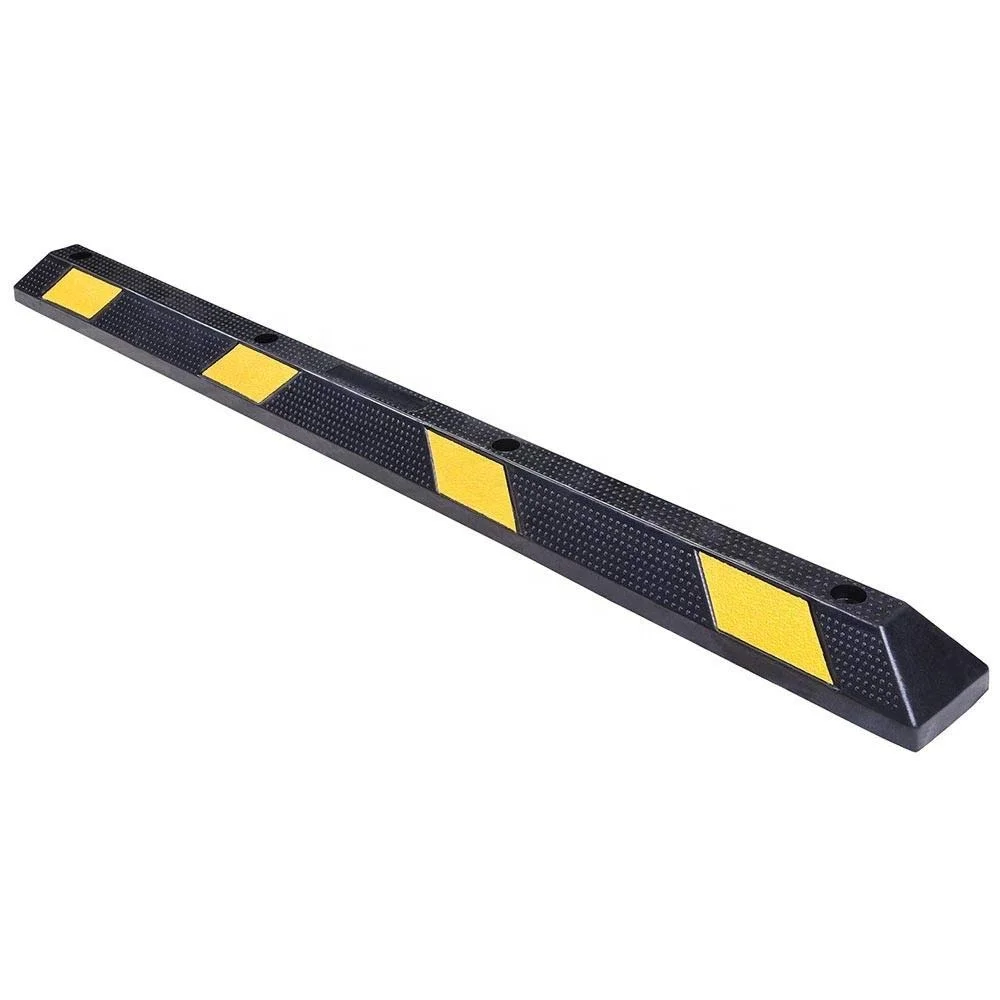 Резиновый ограничитель парковочного колеса со светоотражающими желтыми полосками