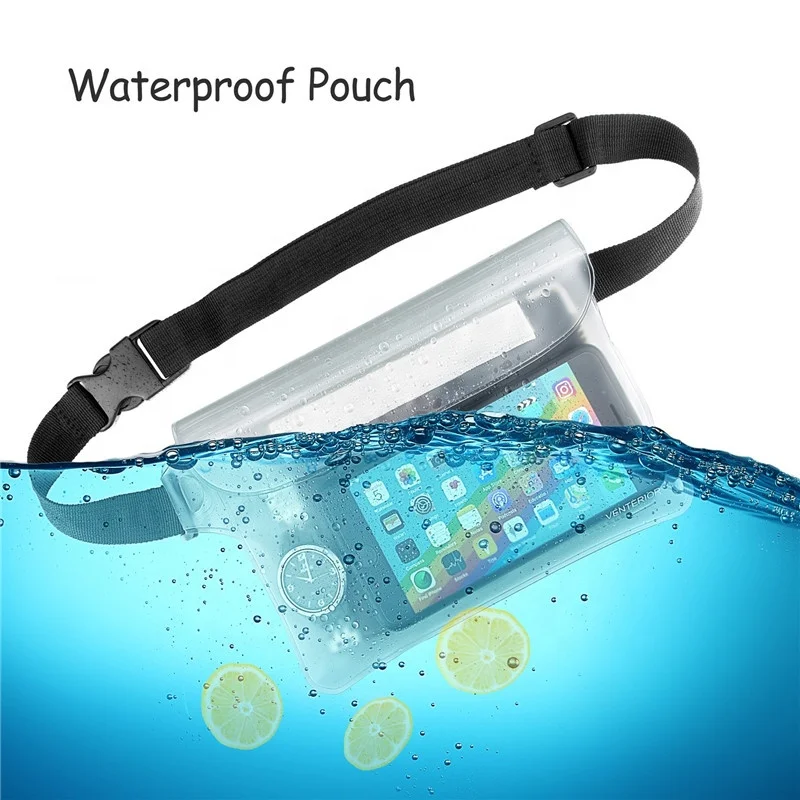 New arrival Adjustable Waist swimming soft Waterproof Dry Pouch Underwater mobile phone Bags Case with strap